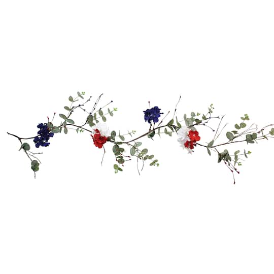 5ft. Red, White & Blue Hydrangea Patriotic Garland